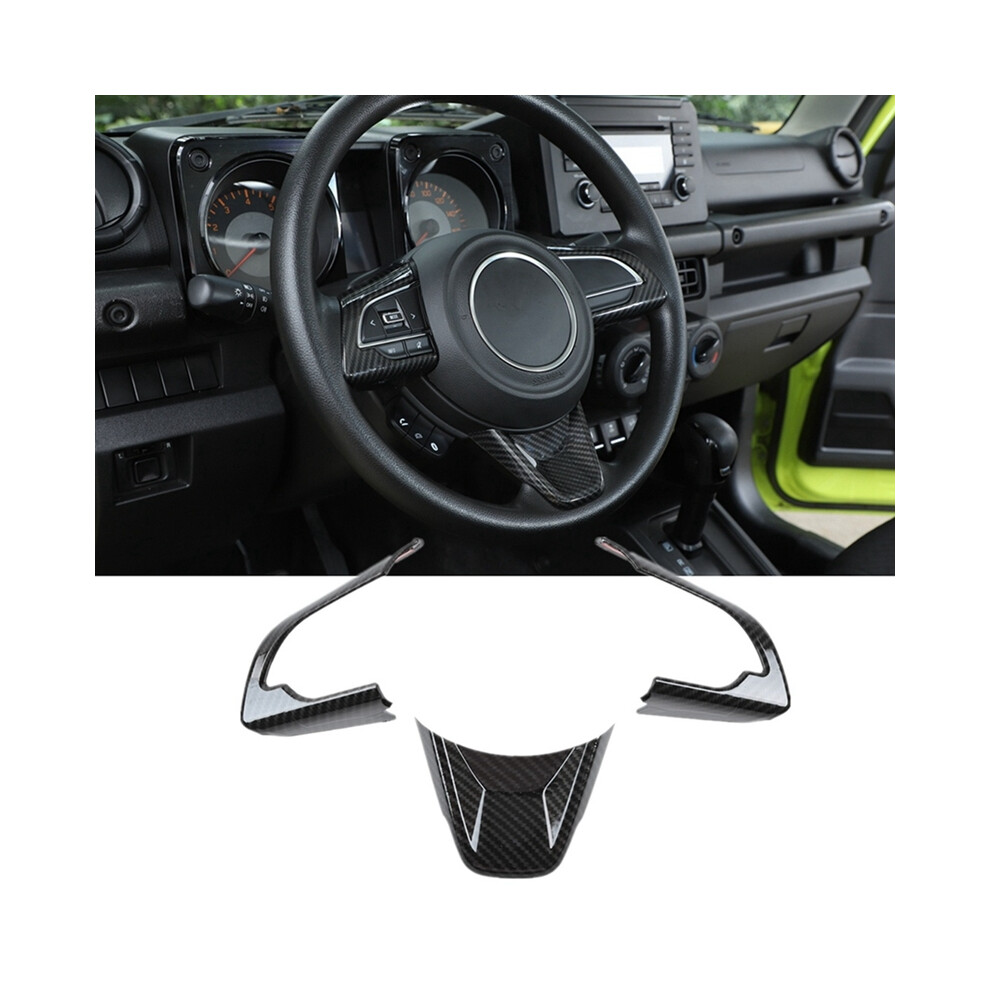 Car Steering Wheel Decoration Cover Trim Stickers Compatible For Suzuki Jimny 2019 2020 2021 2022 Accessories, Abs Carbon Fiber 9036185773287