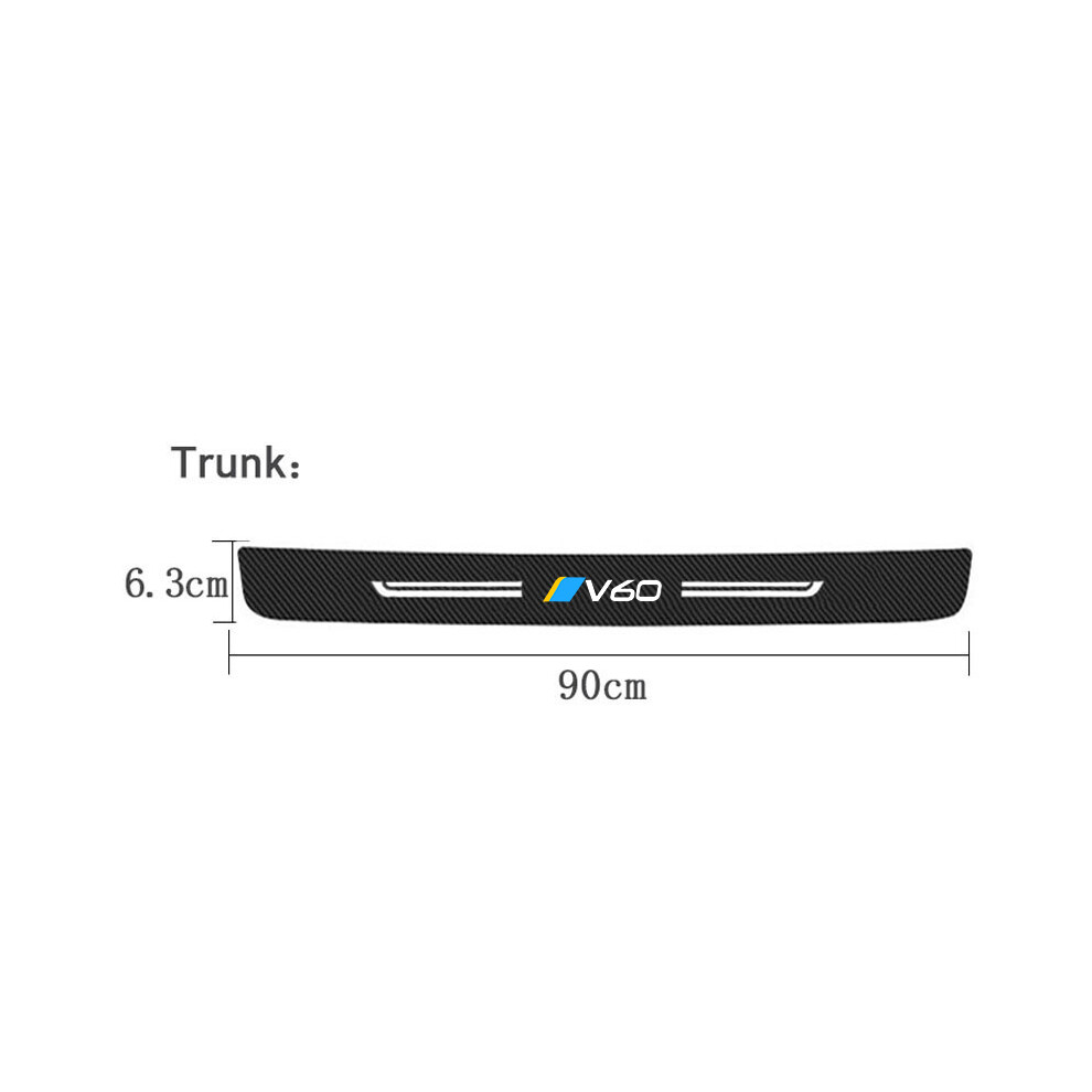 Carbon Fiber Car Accessories Compatible For Volvo V60 Badge Door Threshold Protector Stickers Pedal Guards Trunk Sill Scuff Plate Decals 9036185726511