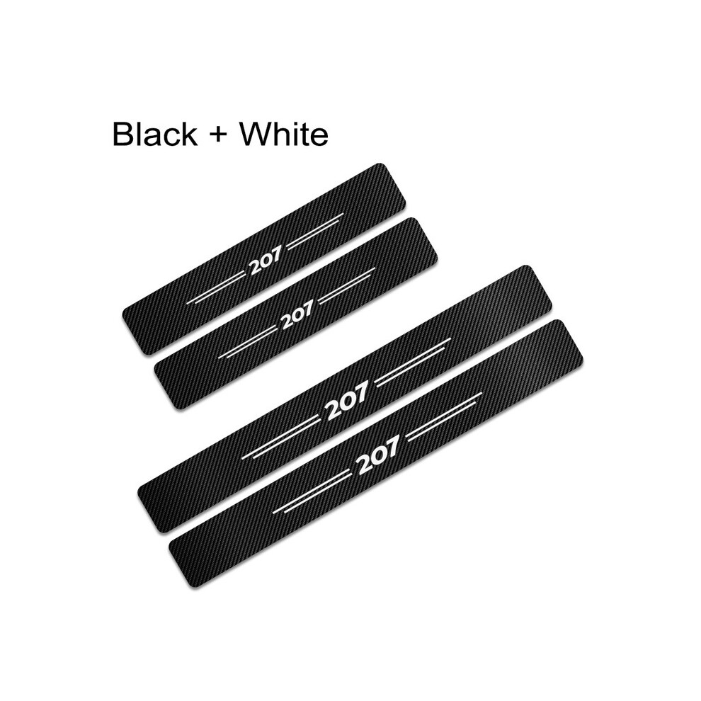 4Pcs Auto Decorative Car Door Sill Stickers Scuff Plate Guards Compatible For Peugeot 207 Door Threshold Carbon Fiber Protector Accessories 9036185740333