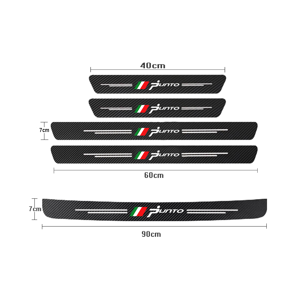 5Pcs Car Door Threshold Scuff Plate Compatible For Fiat 500 500C 2012 500X 500L Abarth 695 Carbon Fiber Car Door Sill Sticker Accessories 9036185711920
