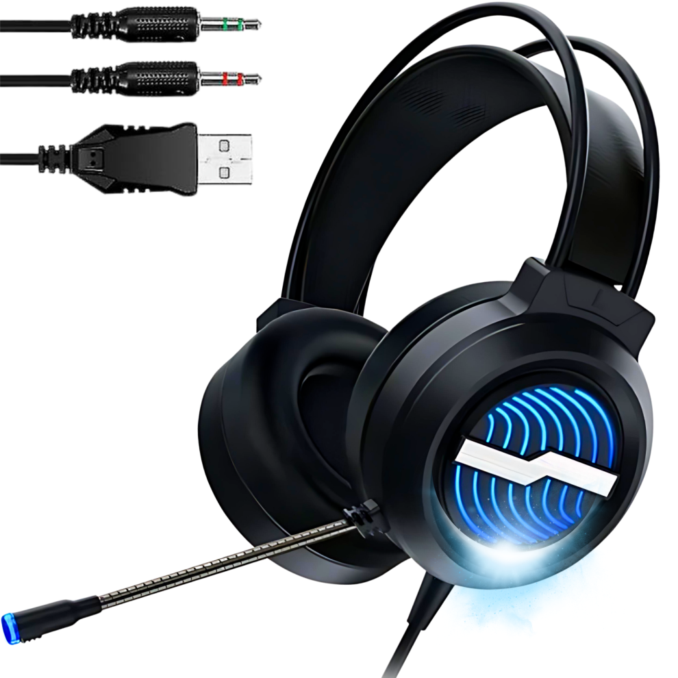 Gaming Headset Microphone Surround Sound Streaming Pc Ps5 Xbox Rgb Usb Headphone 8296439806357