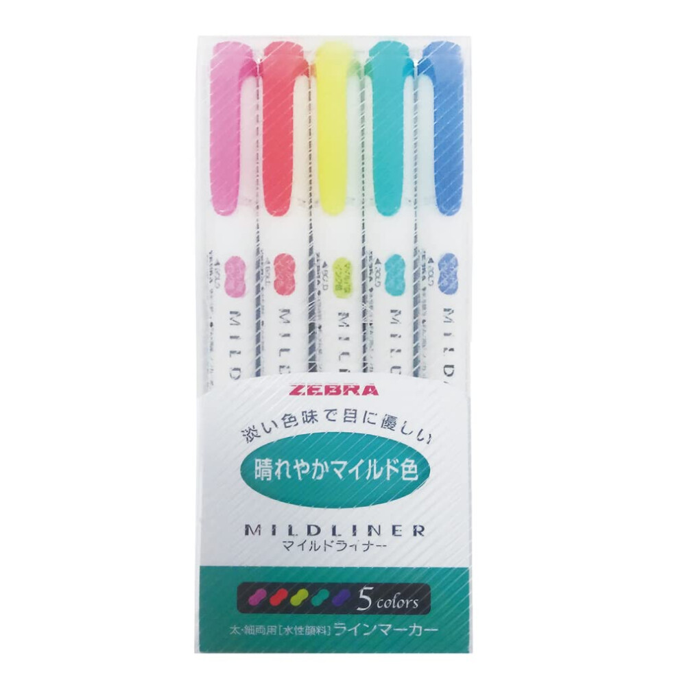 Zebra Highlighter Mildliner 5 Felle Kleurenset (WKT7-5C-HC)-image