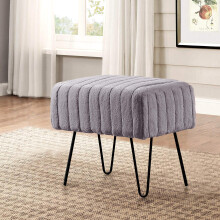 Casa Soft Things Super Mink Pele sinttica Cinza Banco otomano 19"""" x 13"""" x 17"""" Carvo Sala de estar Descanso para os ps Banqueta Entrada Banc