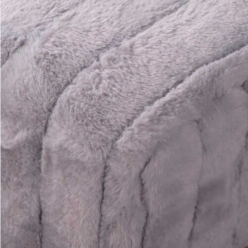Home Soft Things Super Mink Ψεύτικη Γούνα Γκρι Οθωμανός Πάγκος 19" x 13" x 17" 1
