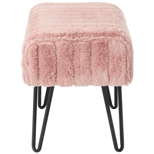 Home Soft Things Σούπερ Μινκ Ψεύτικη Γούνα Ροζ Οθωμανικός Πάγκος, 19" x 13" x 17" 2