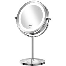 Gospire 1x / 10x Miroir de maquillage eclaire Magnification Double face cte rond Miroir pivotant a 360 degres pour rasage de la salle de bain 7
