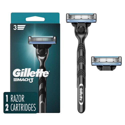 Gillette Gillette Mach3 Razor for Men, 1 Razor Handle + 2 Blade Refills, Includes 1 razor handle and 2 high-quality blade refills