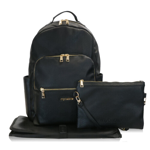 My Babiie My Babiie Backpack Pro Changing Bag - Black / Gold 1