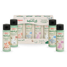 Pigeon Natural Botanical Baby Travel Set | Pack of 4 Pieces for Sensitive Baby Skin | Head & Body Wash, Water Gel, Milky Lotion & Massage Oil