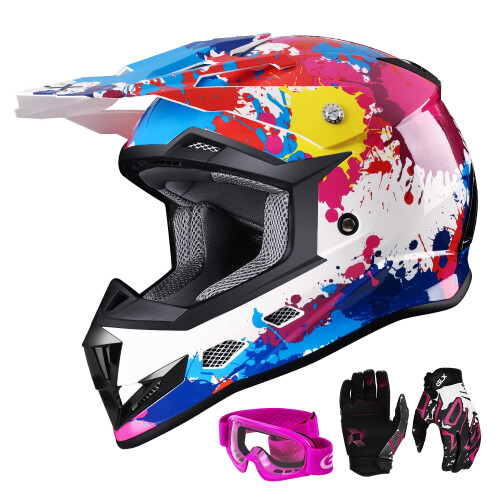 GLX GX623 Capacete Combo ATV/Moto Jovem - Graffiti, Médio - DOT