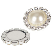 Grohandel 20 Stck Retro Vintage Runde Kristall Elfenbein Kunstperle Strass Knpfe Bulk 18MM (Flatback)