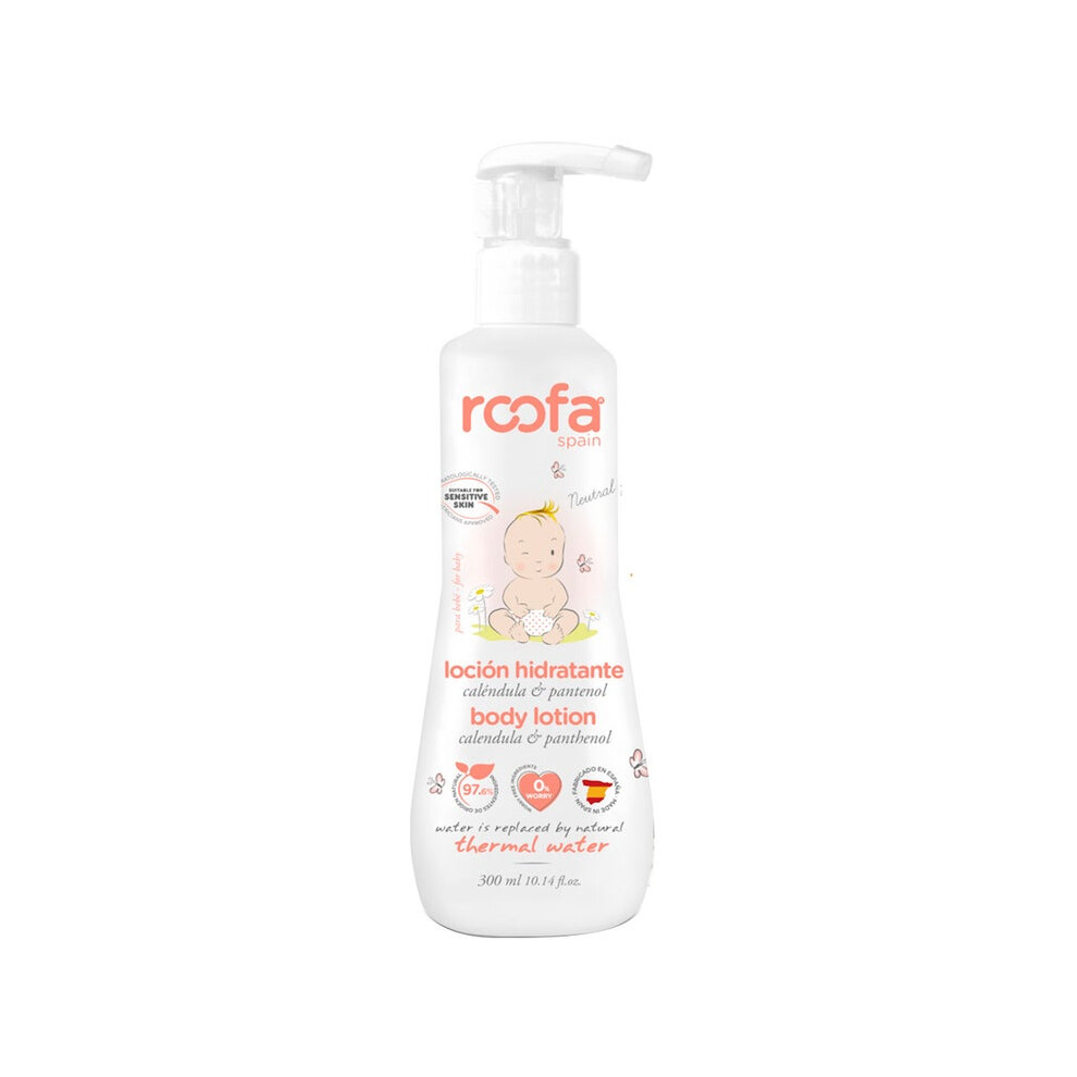 Roofa Baby Moisturizing Body Lotion with Calendula & Panthenol for Sensitive Skin 300 mL | Gentle, Hydrating Lotion for Soft, Smooth Baby Skin