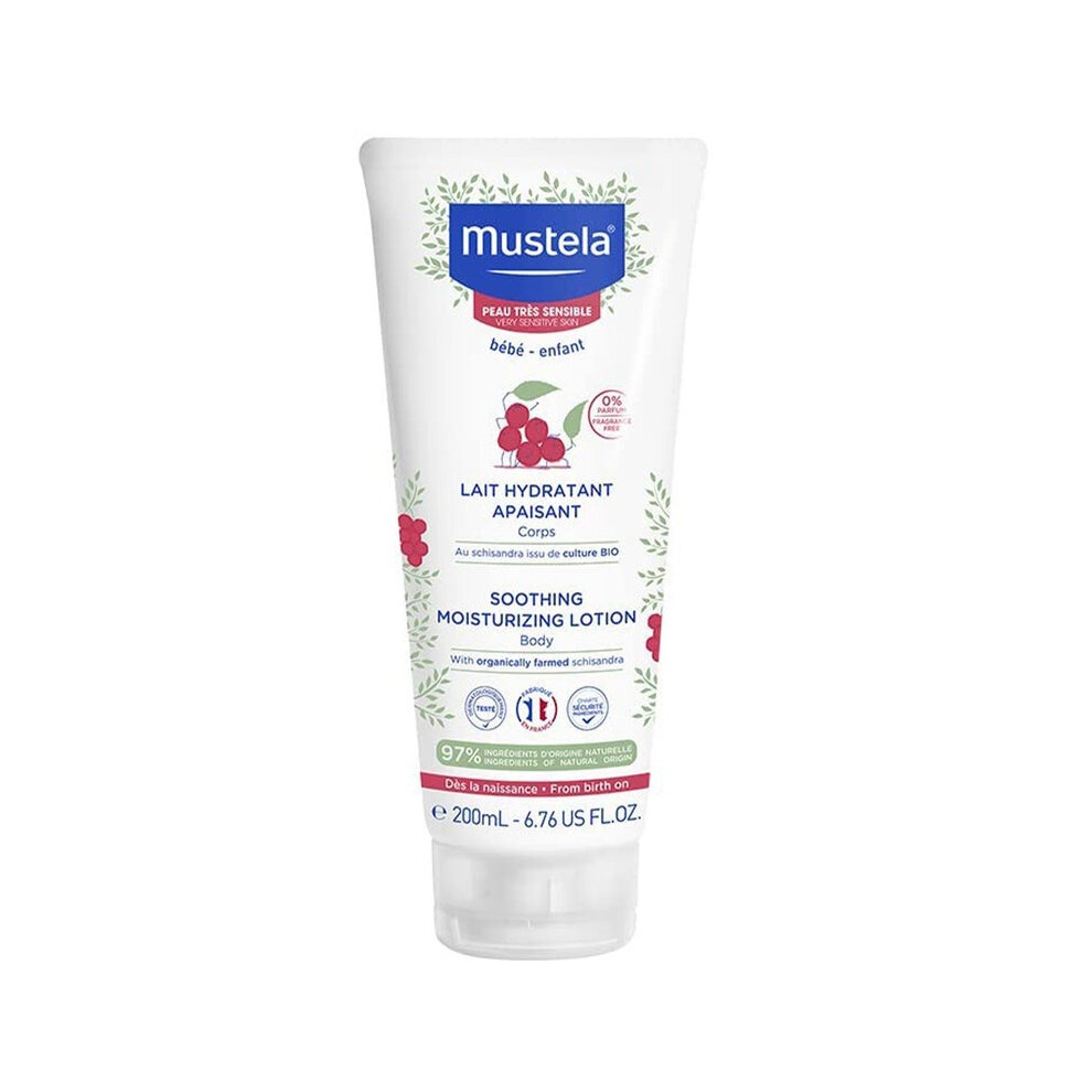 Mustela Baby Soothing Moisturizing Body Lotion for Newborn's Sensitive Skin 200 mL | Gentle, Hydrating Lotion for Soft, Protected Baby Skin