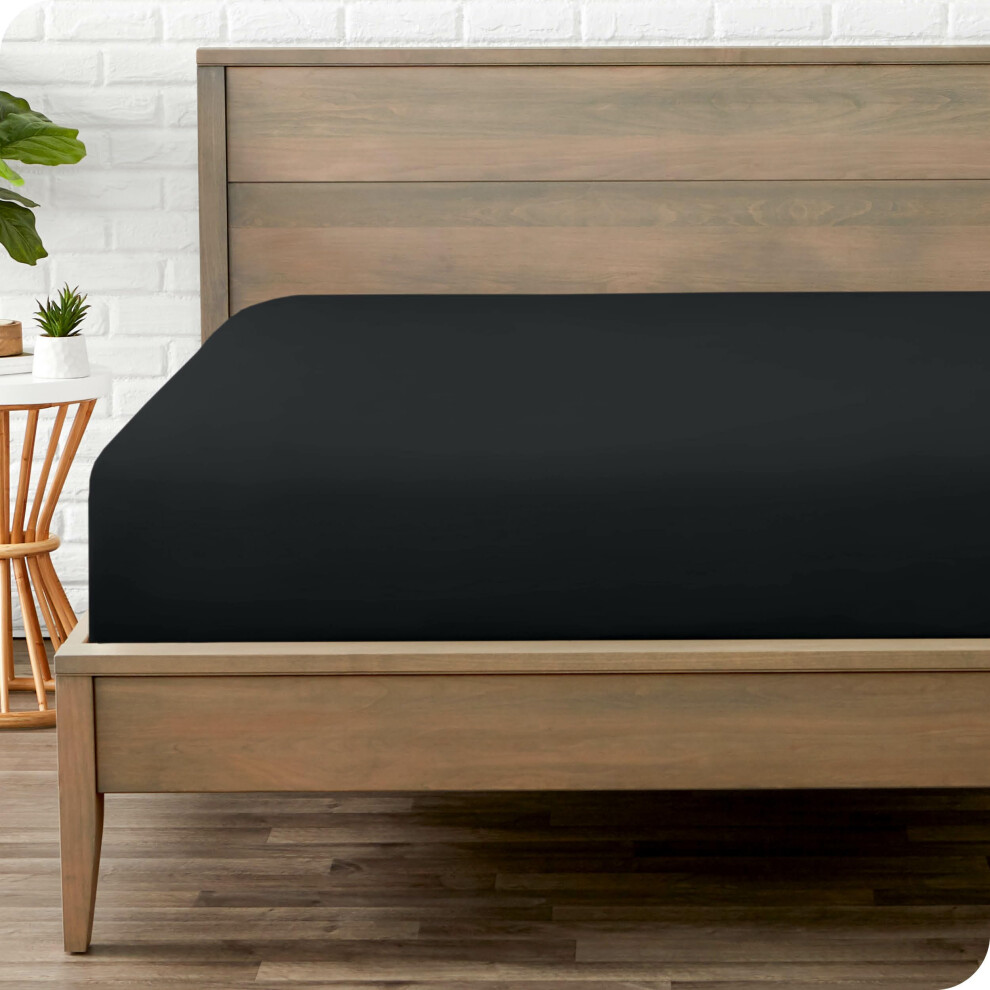 Drap-housse Bare Home Queen - Microfibre 1800 de qualit    sup   rieure - Ultra doux, infroissable - Poche profonde - Drap-housse Queen (Queen Black)