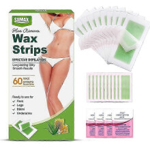 (2pcs) Wax Strips Hair Removal for Women,Waxing Kit with 60 Body Waxing Strips& 4 Calming Oil Wipe For Face,Legs, Lip, Eyebrow, Wax Kit At Home, For All Skin