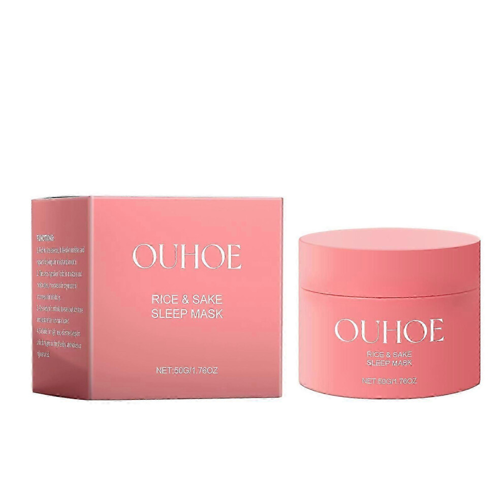 (2Pcs) Rice & Sake Sleep Mask, 50g Face Mask For Glowing Skin, Nourishing Rice Overnight Sleeping Mask Night Cream - Wash Free