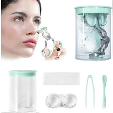 (Green) Contact Lens Wearing Aids, Portable Contact Lens Eyelid Stretcher, Color Contact Lens Wearing Tool With Insert or Remove Tool/Tweeers/Contact Lens Cas