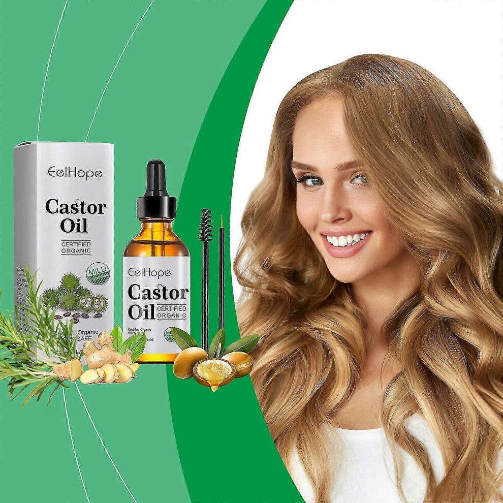 (3pcs) Castor Oil Organic, Natural Castor Oil, Hexane-Free, Stimulate Growth for Hair, Eyelashes, Eyebrows, Skin Hydration, Skin Moisturizer
