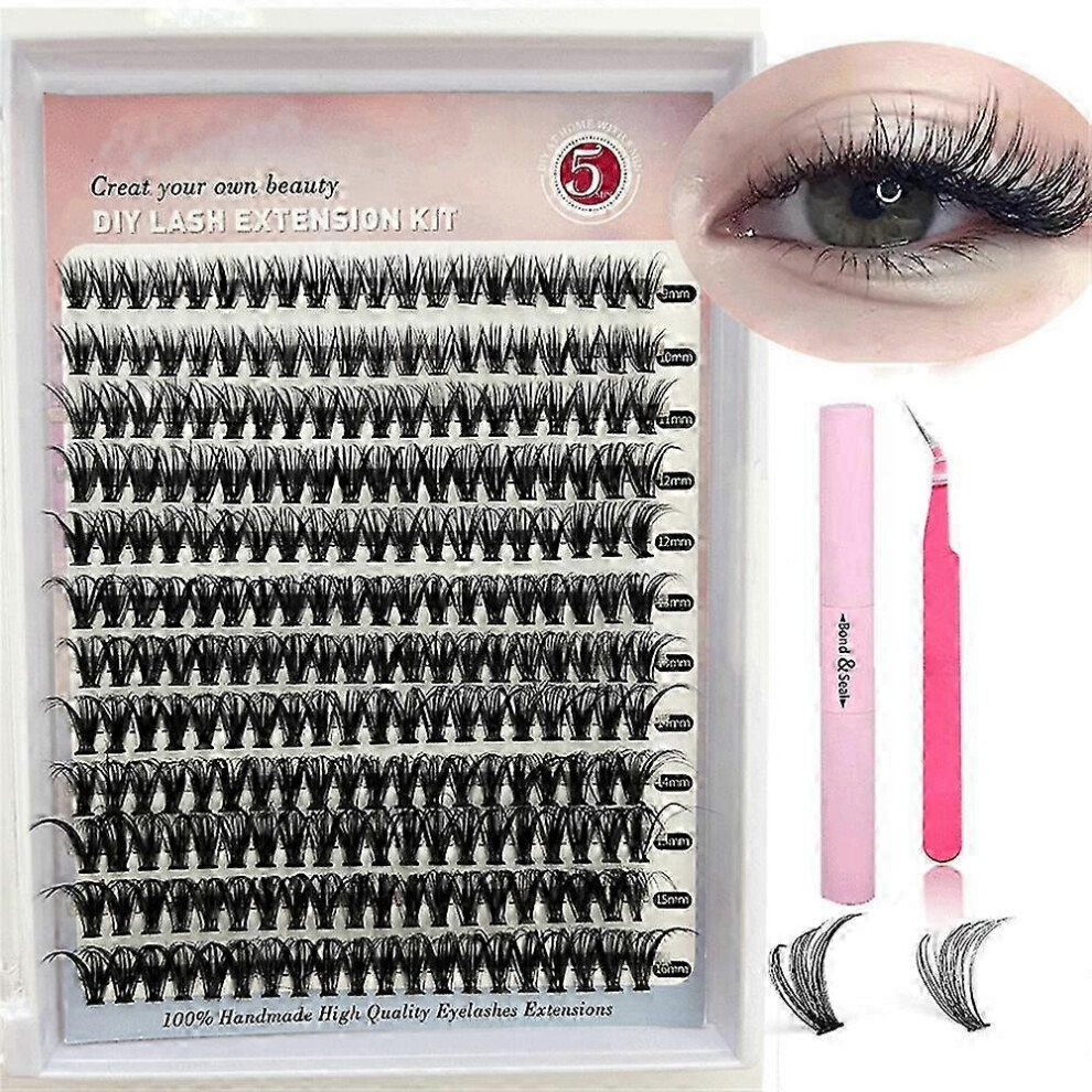 (30D) DIY Lash Extension Kit Individual Lashes Cluster D Curl Eyelash Extension +Tools