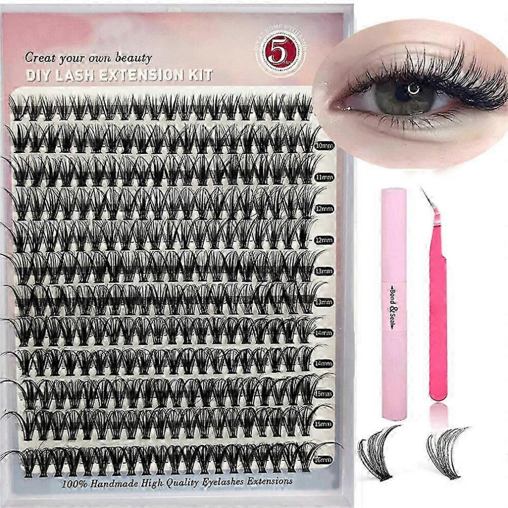 (40D) DIY Lash Extension Kit Individual Lashes Cluster D Curl Eyelash Extension +Tools