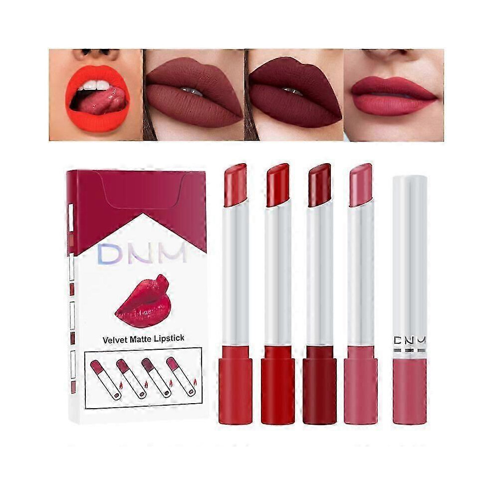 (A06) 4 Colors/set Makeup Lipstick Matte Velvet Moisturizing Silky Lip Gloss