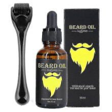Beard Growth Kit, Beard Derma Roller 0.3mm, Beard Oil for Men Facial Hair Growth Promotes New and Old Hair Growth