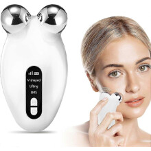 (White) Microcurrent Facial Device,Upgrade Face Neck Massager for Anti Aging and Wrinkles, Intelligent Double Chin Eliminator,V-Face Sculpting Tool,Best Gift