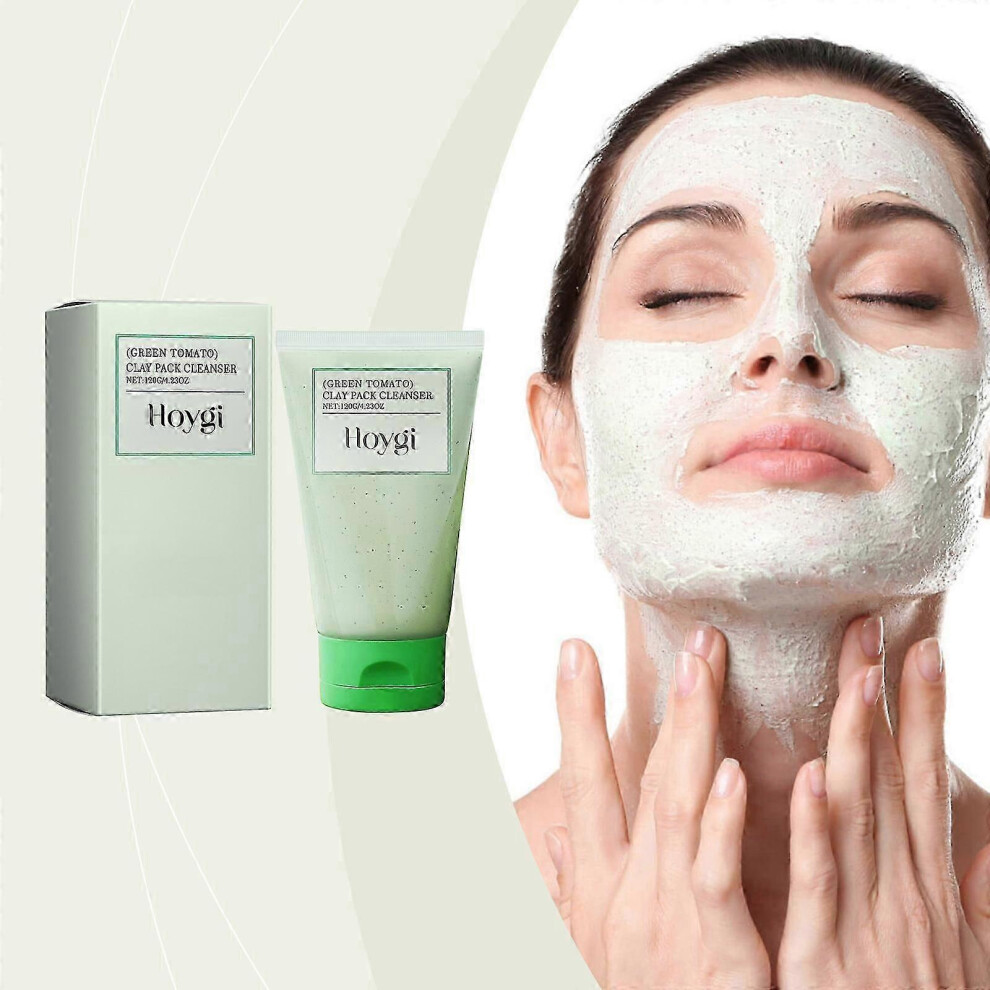 (2pcs) Green Tomato Clay Mask - Green Tomato Face Cleanser - Clean and Clear Cleanser - Face Wash for Dry Skin & Acne Prone Skin - Deep Pore Cleansing, Hydra