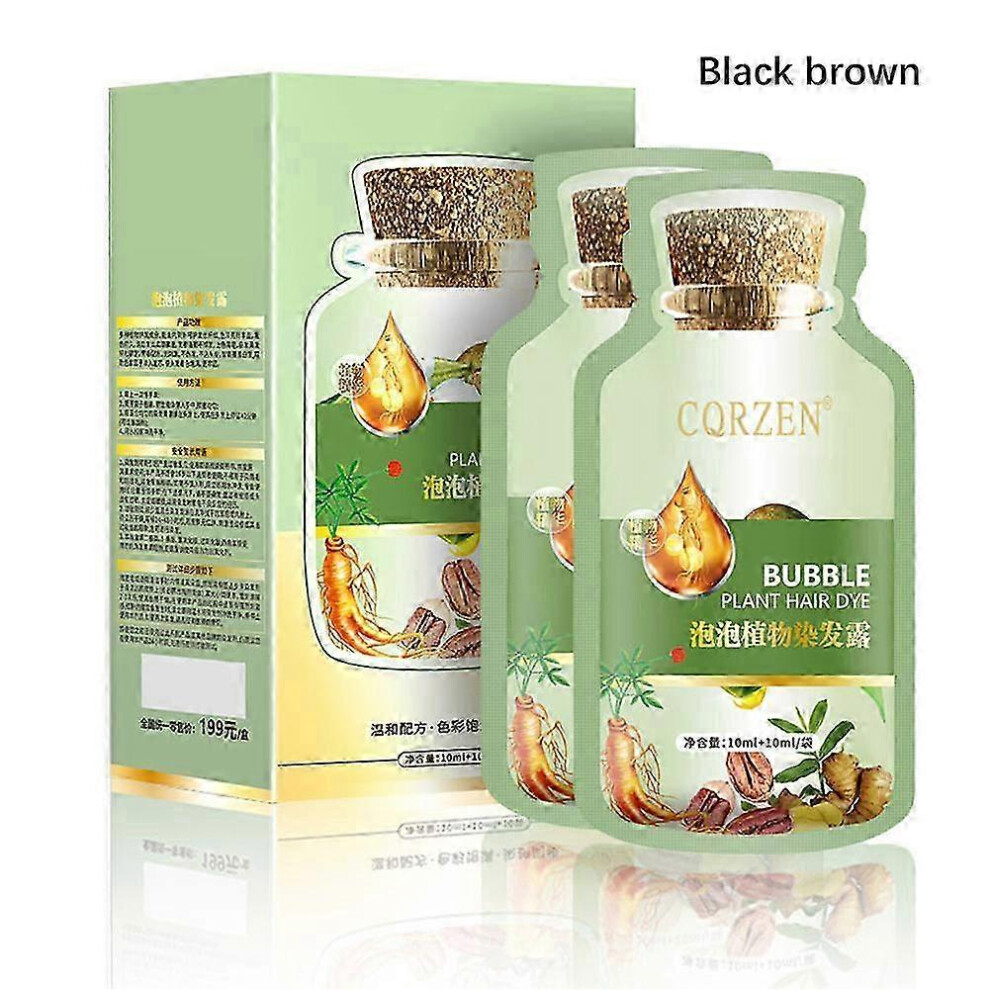 (Black brown) 4colors Natural Plant Bubble Hair Dye Own Happy Hair Cream For Men And Women