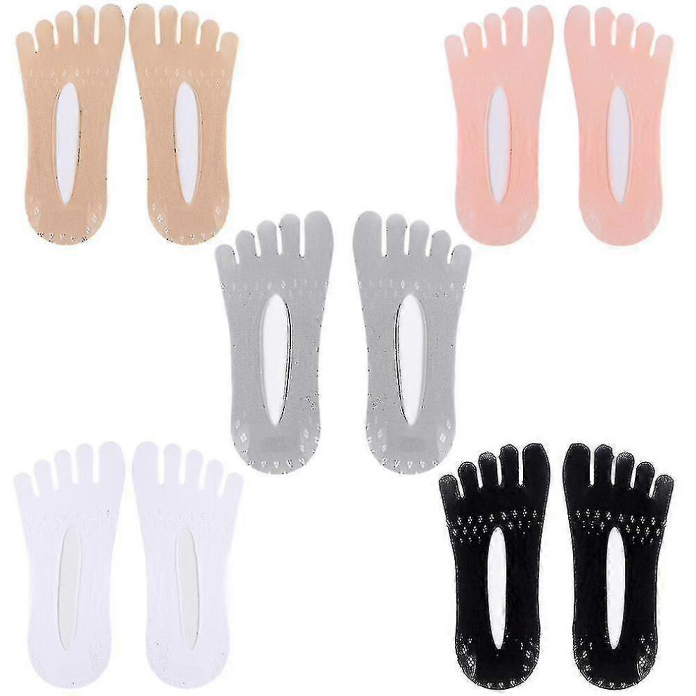 (As Show, One Size) 5 Pairs Orthopedic Compressing Socks For Women Toe Socks Breathable Five Finger Split Toe Socks Invisible Boat Socks 5063595991202