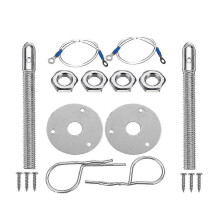 (As show, One size) Universal Mount Hood Pin Lock Latch Kit Racing Sport Car Alloy Silver