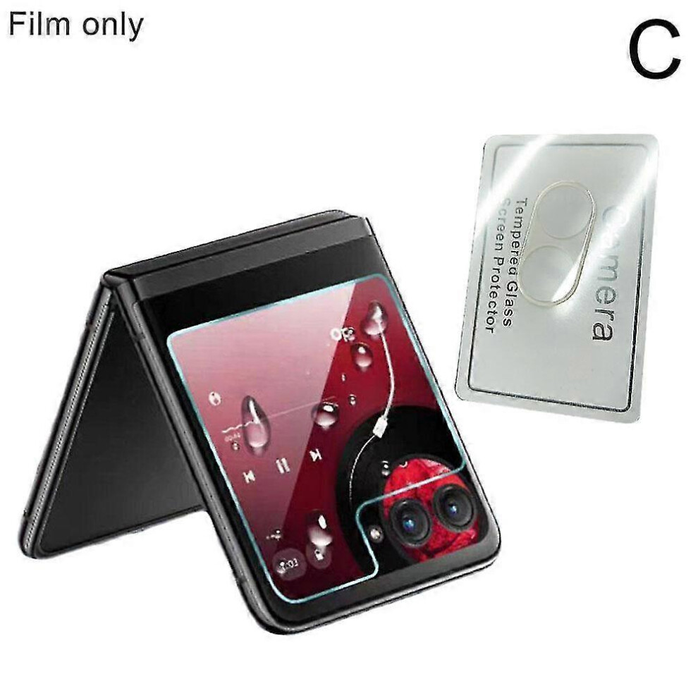 (Set, One Size) For Motorola Razr 40 Ultra Clear Tempered Glass Screen Protector Lens Film 5063595962394