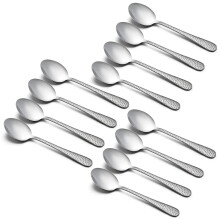 12-teiliges Lffel-Set fr Kinder und Kleinkinder, HaWare, Edelstahl, Vorschulutensilien, Mini-Besteck-Set, gehmmertes Muster (Erwachsenen-Look), Be