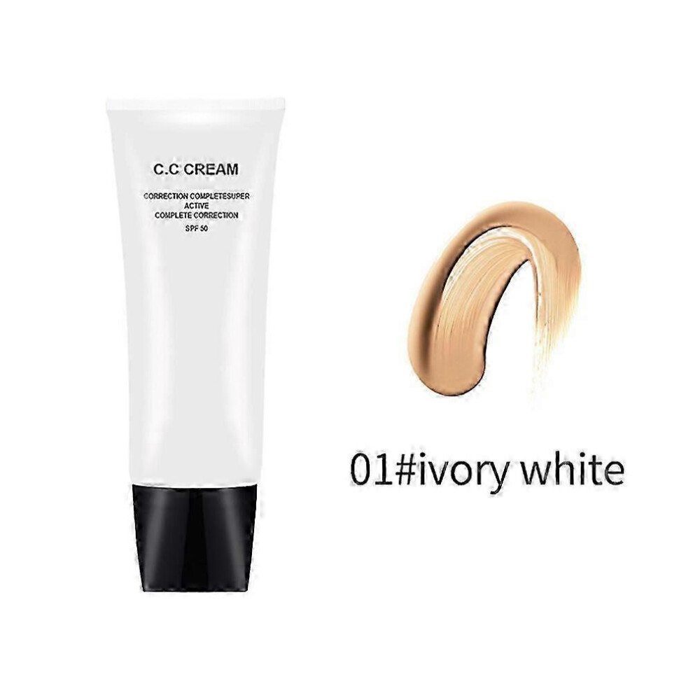 (2pcs, Ivory white) 1-2pcs CC Cream Long Lasting Liquid Foundation Waterproof Cover Acne Spot Natural Face Base Makeup Matte Concealer