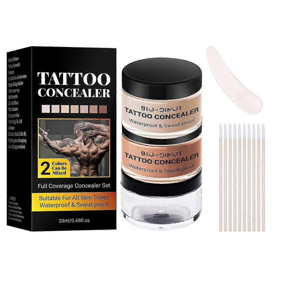 (1PCS) Tattoo Cover Up Makeup Waterproof, Tattoo Concealer Full Coverage, 2 Colors Natural Tattoo Makeup Cover Body Makeup for Scars, Dark Spots, Suitable fo