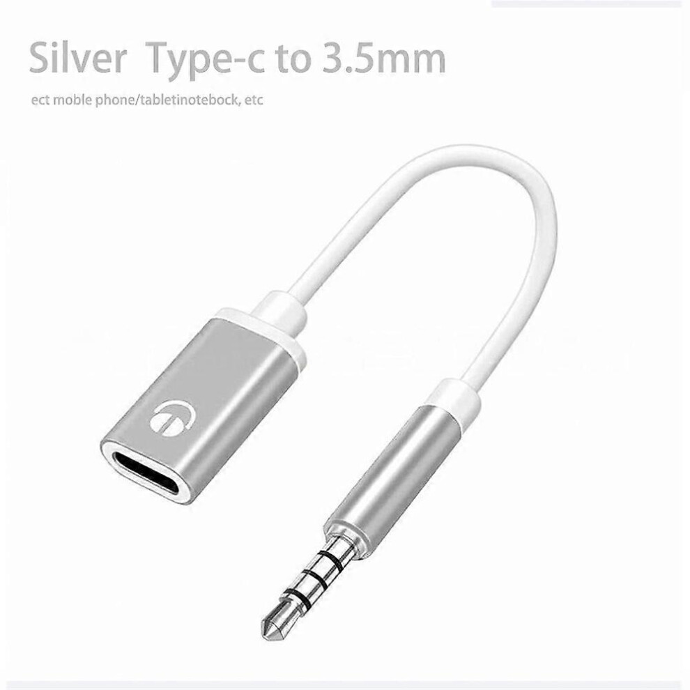 (Silver) 3.5Mm Male To Type C Female Audio Cable Cord, Analog Audio Jack Headphone Audio Adapter For Mp3 Player Laptop Silver 5415817275711