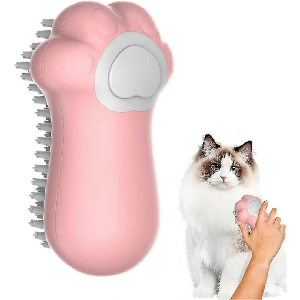 (Pink) Dog Shampoo Brush Soft Silicone Cat Cleaning Brush with Dispenser for Long Short Haired Cats and Dogs Youding