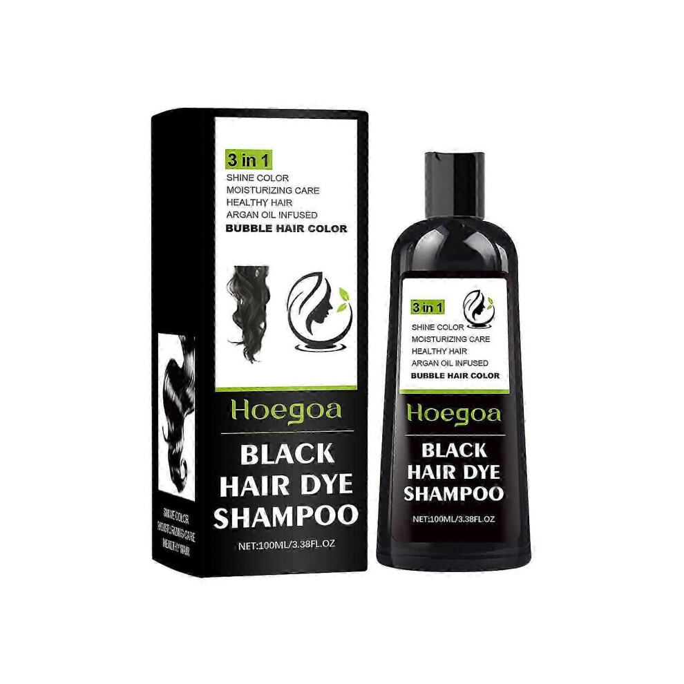 (2pcs, black) Instant Hair Shampoo Organic Natural Fast Hair Dye Plant Essence Hair Color Dye Shampoo for Women Men Cover Gray White Hair,3 in 1 Herbal