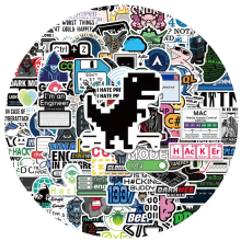 (MULTICOLOR) 100Pcs Funny Network Hacker Programming Stickers Fun Cartoon IT Engineer Computer Sticker Luggage Laptop Guitar Phone Decals