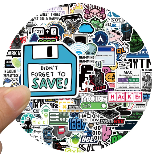 (MULTICOLOR) 100Pcs Funny Network Hacker Programming Stickers Fun Cartoon IT Engineer Computer Sticker Luggage Laptop Guitar Phone Decals 2