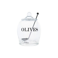 Creative Co-Op Klarglasdose    OLIVE    mit Deckel und Schlitzl  ffel aus Edelstahl (3er-Set inkl. Deckel)