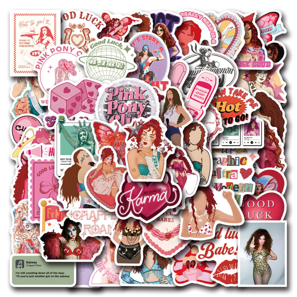 (MULTICOLOR) 55Pcs Chappell Roan Stickers GOOD LUCK BABE DIY Stickers Scrapbooking Phone Luggage Skateboard Waterproof Decals
