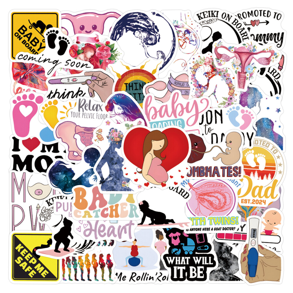 (MULTICOLOR) 56Pcs Cute Pregnancy  Stickers DIY Stickers Scrapbooking Phone Luggage Skateboard Waterproof Graffiti Decals