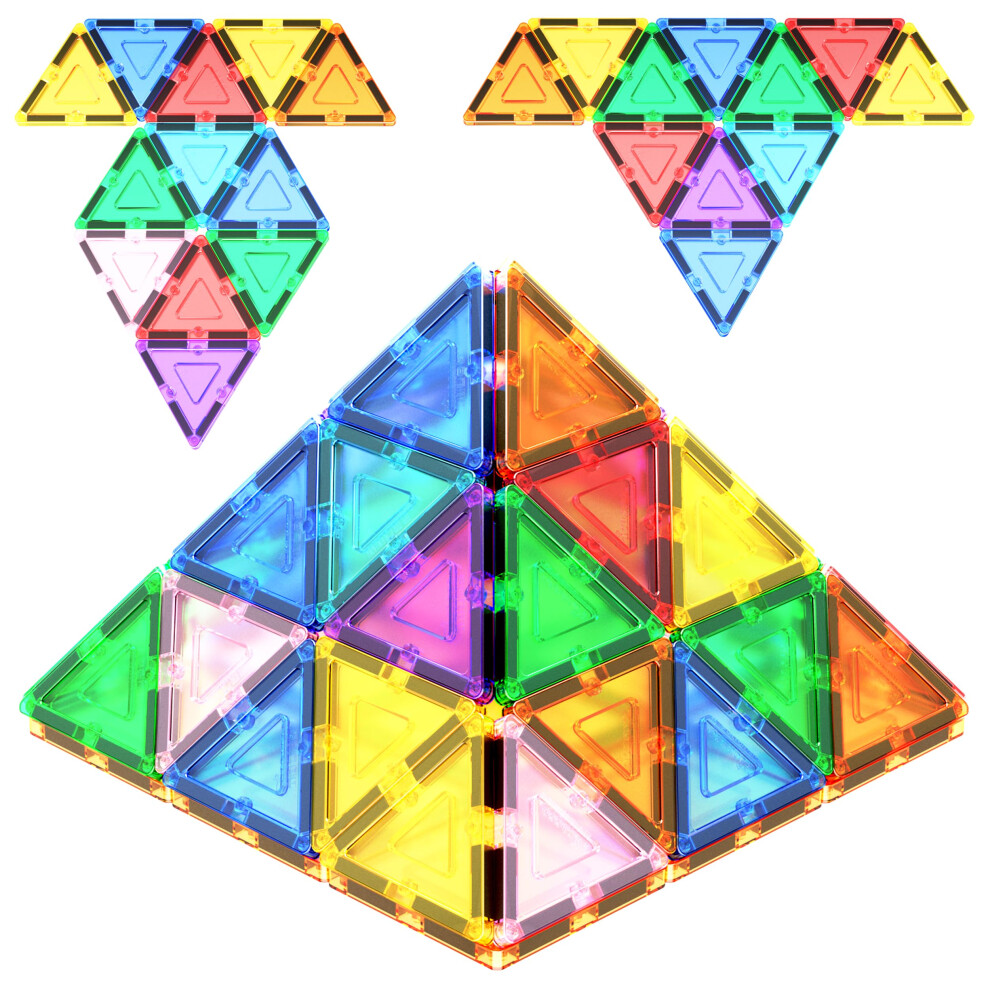 Photos - Construction Toy PicassoTiles Magnetic Building Block Set Equilateral Triangle Magnet Tiles  STEM Learning Kit Educational Pl
