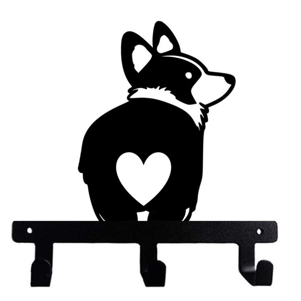 Corgi Cute Love Butt Fluffy Bum en forme de c   ur en m   tal avec rev   tement noir pour cuisine, salle de bain, chambre, garage, vestiaire