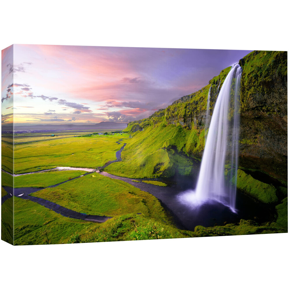 Impression sur toile SIGNFORD - Art mural - Fjord islandais - Cascade - Nature sauvage - Photographie - R   alisme - Paysage rustique - Color    - Mu