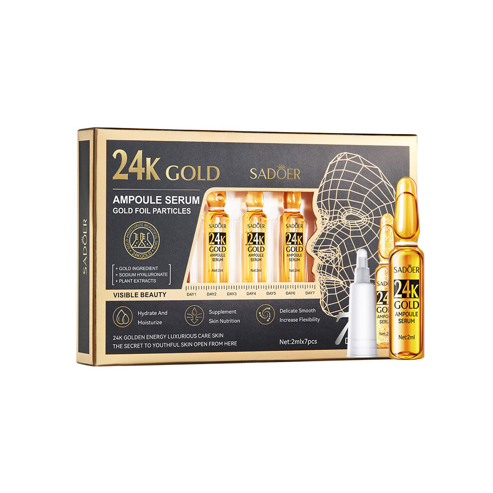Srj Star (24K ) Vitamin C Face Whitening Serum Spots Freckles Removal Hyaluronic Pore Minimizer Anti Aging Wrinkle Remove Er Essence Gold/Dark