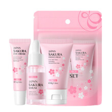 (Sakura) 3pcs/set LAIKOU Vitamin C 24K Golden Sakura Skin Care Sets Face Cream Serum Eye Cream Moisturizing Anti Wrinkles Face Care Kit