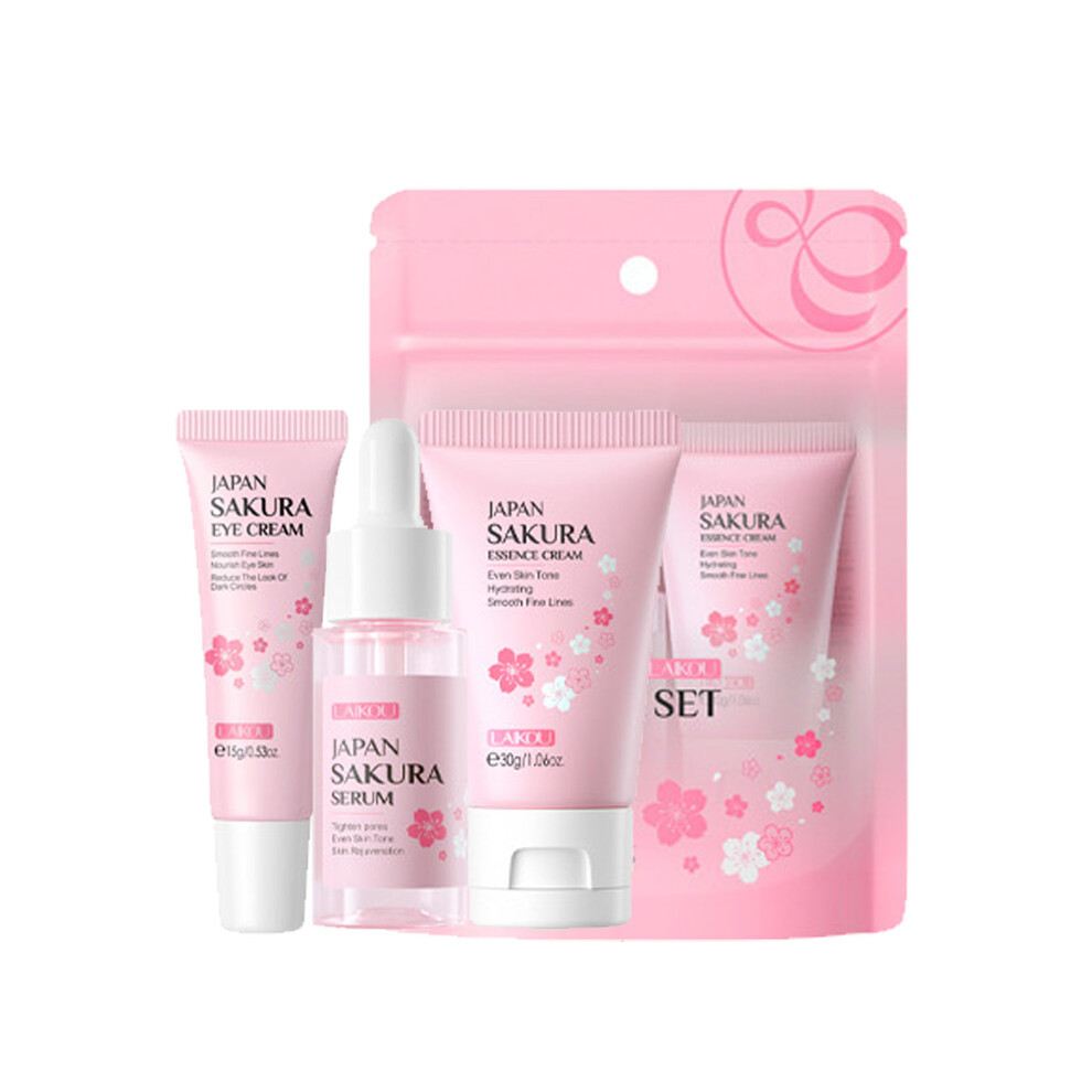 Srj Star (Sakura) 3Pcs/Set Laikou Vitamin C 24K Golden Sakura Skin Care Sets Face Cream Serum Eye Cream Moisturizing Anti Wrinkles Face Care Kit