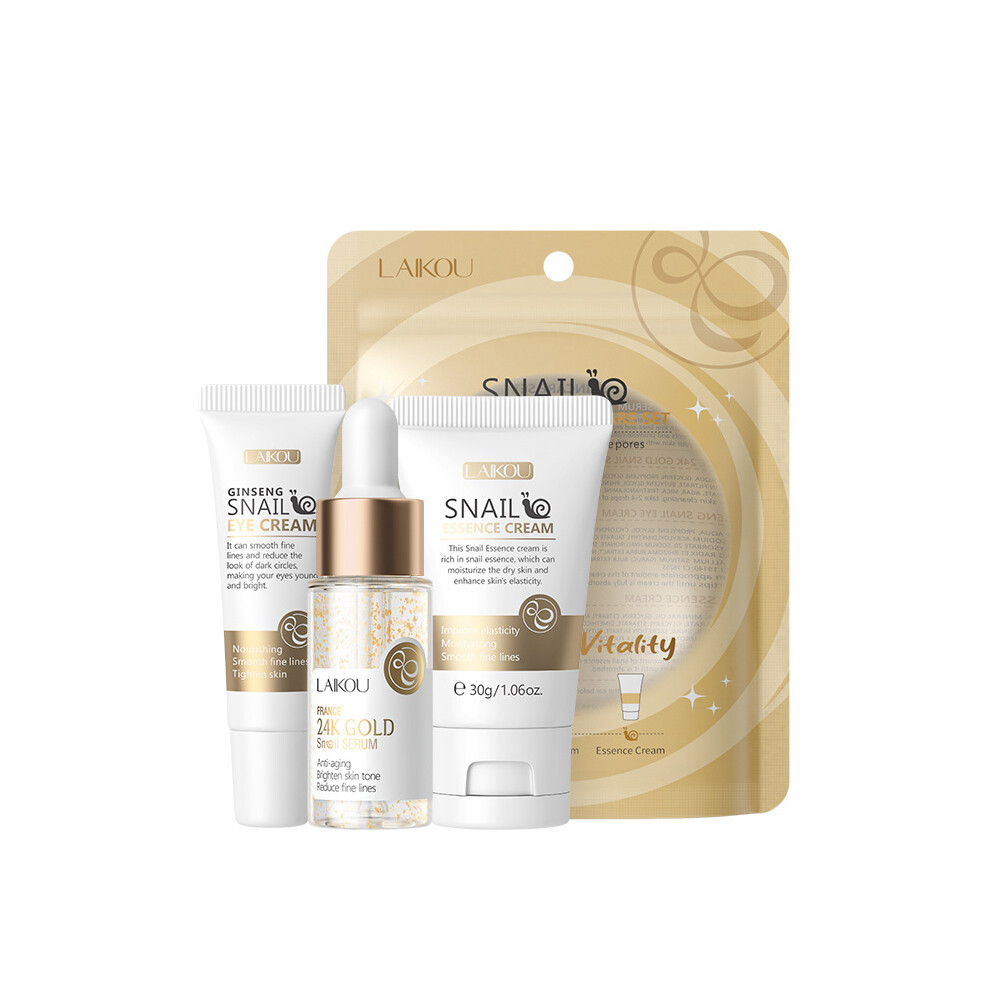 Srj Star (Gold Snail) 3Pcs/Set Laikou Vitamin C 24K Golden Sakura Skin Care Sets Face Cream Serum Eye Cream Moisturizing Anti Wrinkles Face Care Kit